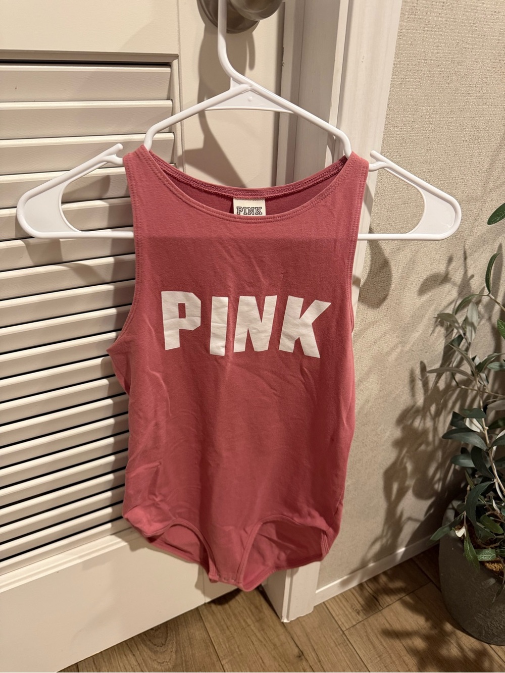 PINK Victoria's Secret Women's Sleeveless Logo Tank Top Body Suit in Dusty Rose